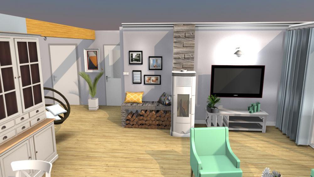 Pokój dzienny z piecykiem kaflowym