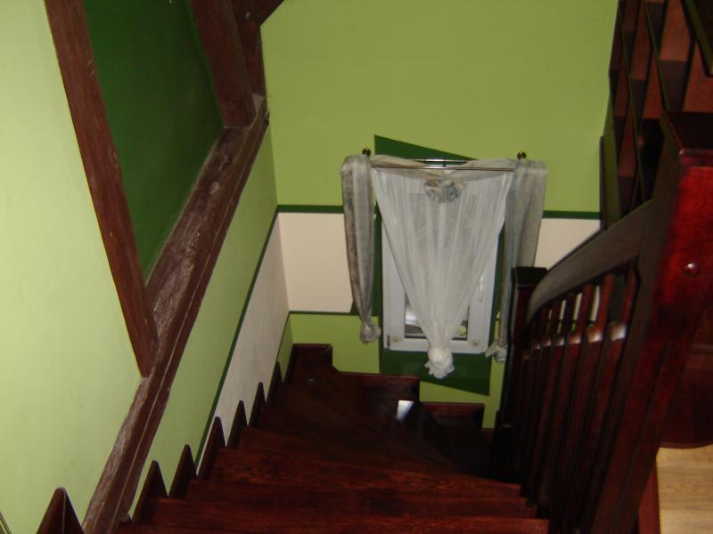 Salon z odkrytymi  belkami i sufitem w szczycie., zdjęcie 17