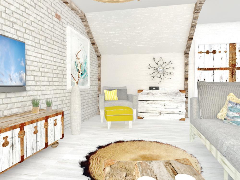 Skandynawski salon z elementami vintage, zdjęcie 2