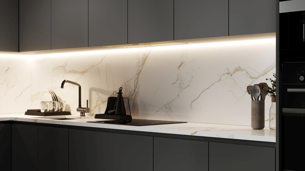 Nowoczesne ciemne wnętrze kuchni, zdjęcie 7