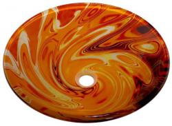 Sea-Horse, umywalka szklana pomarańczowo-brązowa