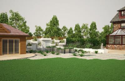 nowoczesny ogrod - projekt - wizualizacja maj - 2013
