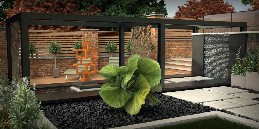 nowoczesny ogrod - wizualizacja - projekt