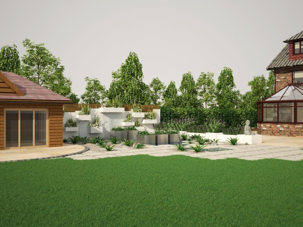 nowoczesny ogrod - projekt - wizualizacja maj - 2013