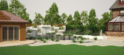 nowoczesny ogrod - projekt - wizualizacja maj - 2013, zdjęcie 1