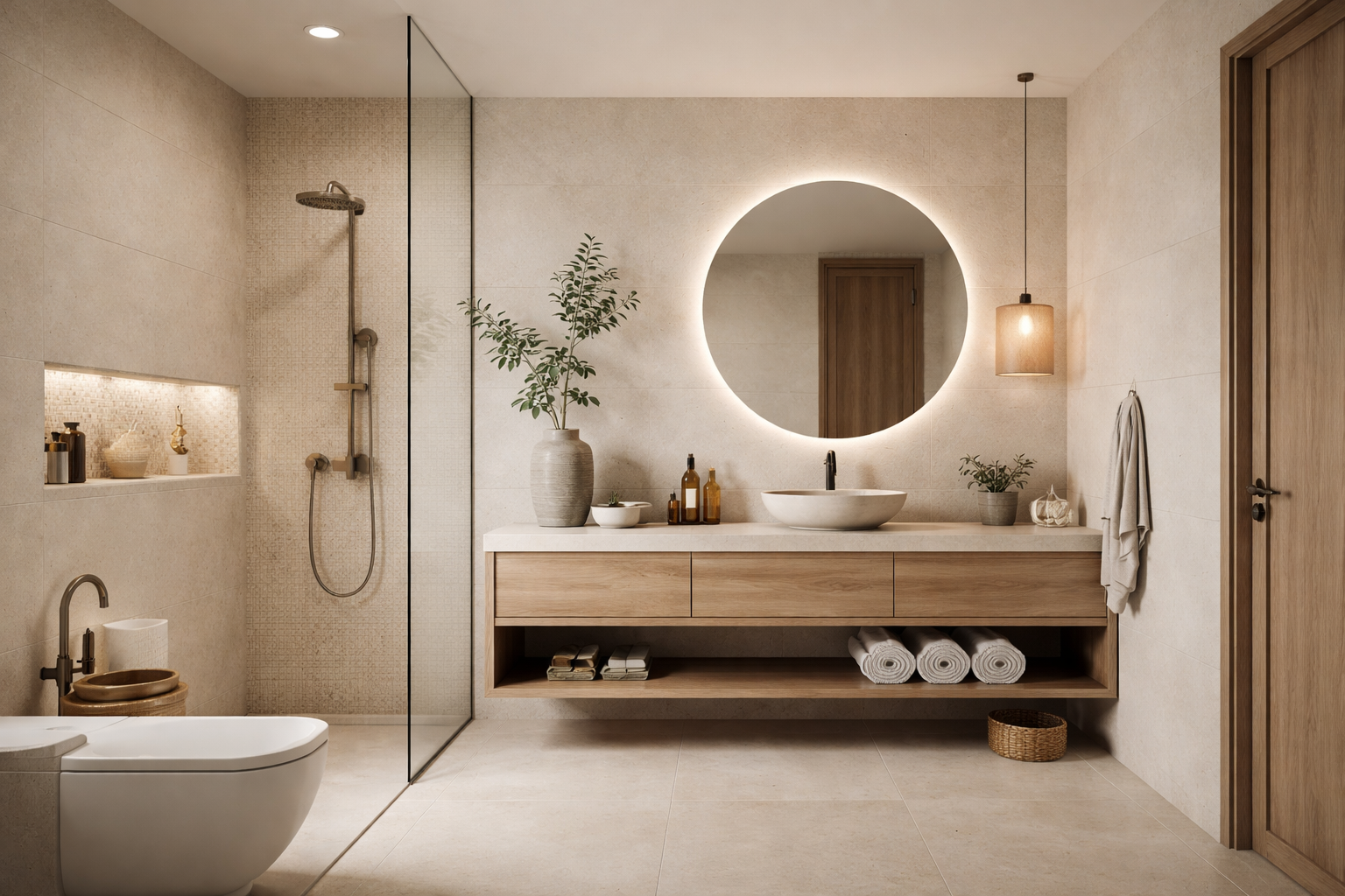 Łazienka w stylu Japandi