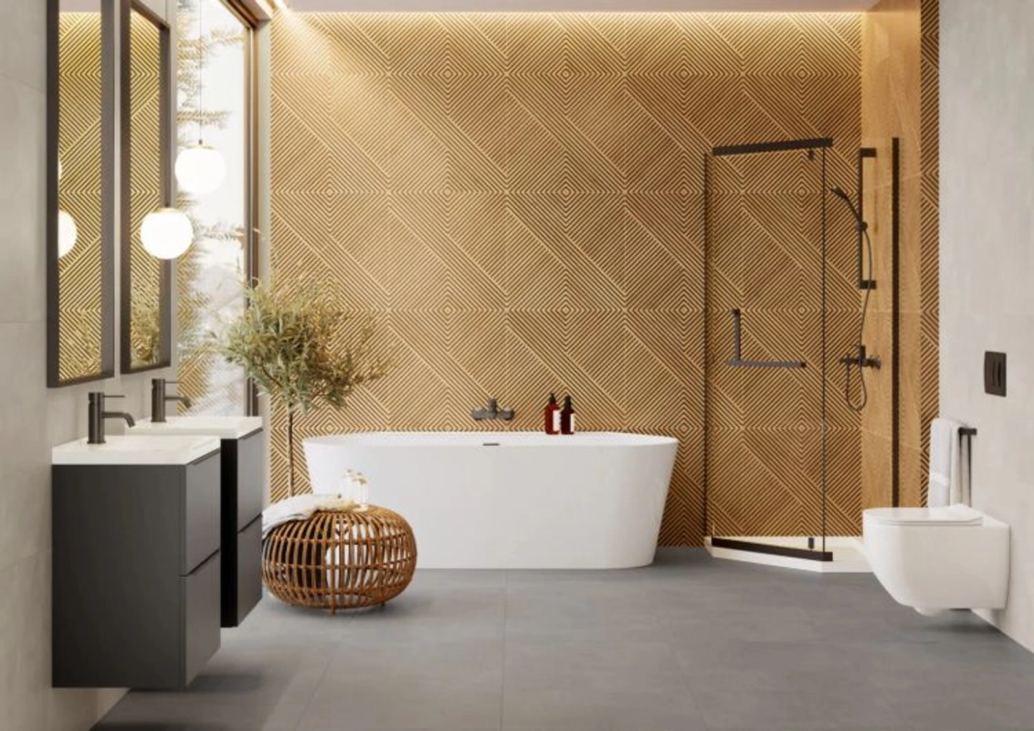 Płytki imitujące lamele - ryflowane płytki drewnopodobne, które odmienią wnętrze w 2026 roku