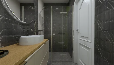 Wirtualna wizualizacja AI - Realonda Shell Marquina płytka ścienna 40x120  na ścianie