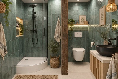 Wirtualna wizualizacja AI - Gayafores Deco Artis Green gres 32x62.5  na ścianie