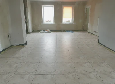 Wirtualna wizualizacja AI - Eco Ceramic Candy Blanco gres rektyfikowany 120x120  na podłodze