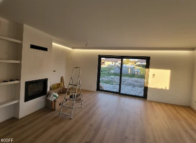 Wirtualna wizualizacja AI - Classen Euphoria Dąb Genova 64850 panel podłogowy 128.5x19.2X.8  na podłodze