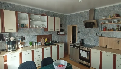 Wirtualna wizualizacja AI - Aparici RUG Blue Natural gres rektyfikowany 49.75x99.55  na ścianie