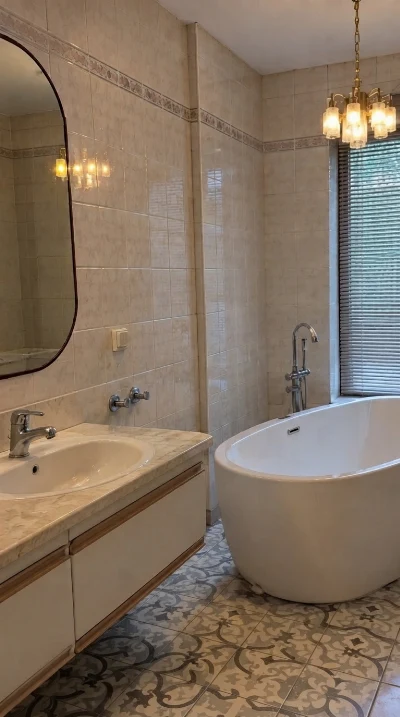 Wirtualna wizualizacja AI - Mainzu Ceramica Florentine White Centro 20x20  na podłodze