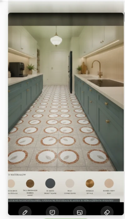 Wirtualna wizualizacja AI - Vives Tolone Beige Octogono gres 20x20  na podłodze