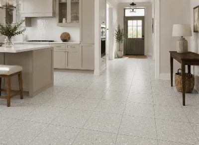 Wirtualna wizualizacja AI - Argenta Goldoni Grigio gres rektyfikowany 90x90  na podłodze